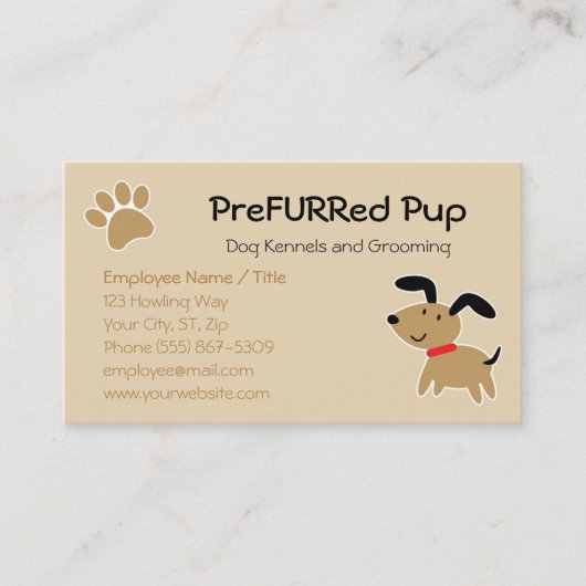 Brown-Hund mit Tatzen-Druck-und Visitenkarte (Vorderseite)