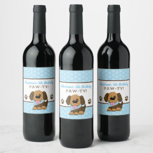 Brown-Hündchen-Wein-Aufkleber Weinetikett