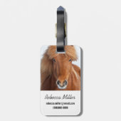 Brown Icelandic Horse Portrait Gepäckanhänger (Rückseite vertikal)