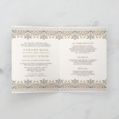 Brown Ikat All in One Anand Karaj Sikh Wedding Einladung (Innenseite)