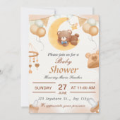 Brown Illustration Baby Shower Einladung (Vorderseite)