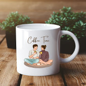 Brown Illustration Coffee Time Couple Tasse