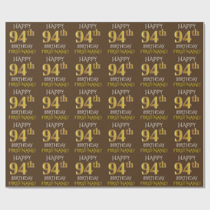Brown, Imitat-Gold "GLÜCKLICHER 94. GEBURTSTAG " Geschenkpapier