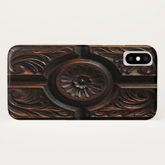 Brown-Imitat hölzerner schnitzender iPhone X Fall Case-Mate iPhone Hülle (Rückseite (Horizontal))