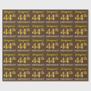 Brown, Imitation Gold Look "44. GEBURTSTAG" Geschenkpapier