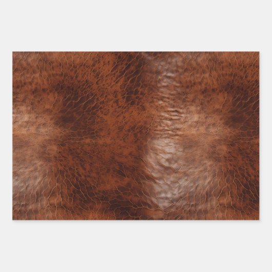 Brown Imitats Leather Geschenkpapier Set (Vorderseite)