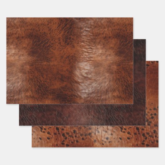 Brown Imitats Leather Geschenkpapier Set (Set)