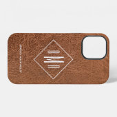 Brown Imitats Leather Mit Monogramm iPhone Hülle (Rückseite (Horizontal))