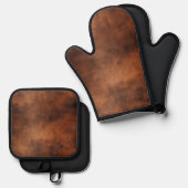 Brown Imitats Leather Ofenhandschuh & Topflappen-Set (Vorderseite/Rückseite)