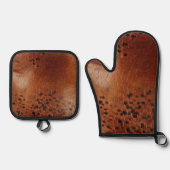 Brown Imitats Leather Ofenhandschuh & Topflappen-Set (Vorderseite)