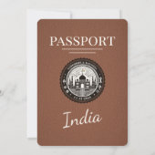 Brown India Passport Hochzeitseinladung Einladung (Rückseite)