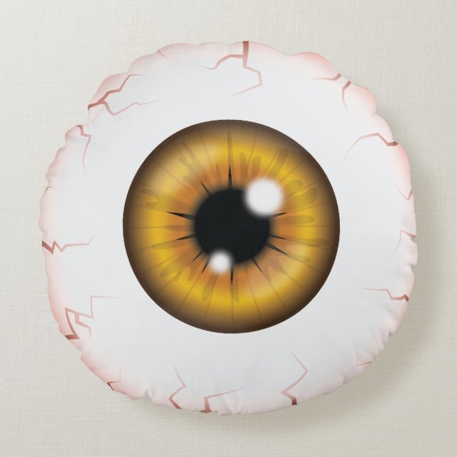 Brown Iris Eyeball Beängstigend Bloodshot Hallowee Rundes Kissen (Vorderseite)