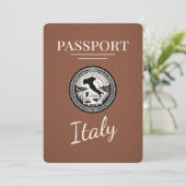 Brown Italy Passport Save The Date (Stehend Vorderseite)