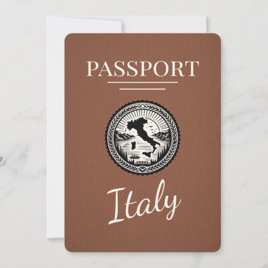 Brown Italy Passport Save The Date (Vorderseite)