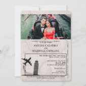 Brown Italy Passport Wedding Einladung (Vorderseite)
