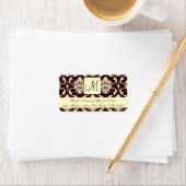Brown Ivory Damask Monogram Wedding Address Labels Adressaufkleber (Insitu)
