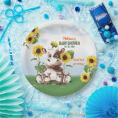 Brown Jersey Cow Sunflower Baby Dusche Pappteller (Party)