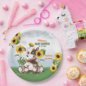 Brown Jersey Cow Sunflower Baby Dusche Pappteller (Party)