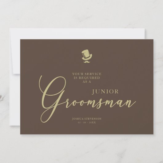 Brown Junior Groomsman Chic Wedding Proposal (Vorderseite)
