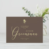 Brown Junior Groomsman Chic Wedding Proposal (Stehend Vorderseite)
