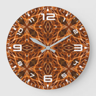 Brown Kaleidoscope Mandala Pattern Große Wanduhr
