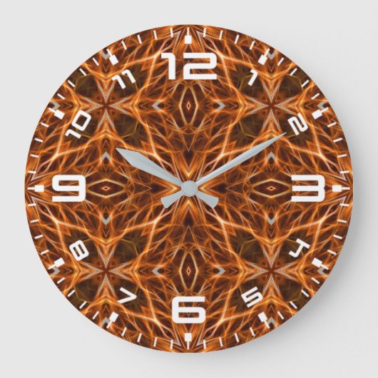 Brown Kaleidoscope Mandala Pattern Große Wanduhr (Vorderseite)