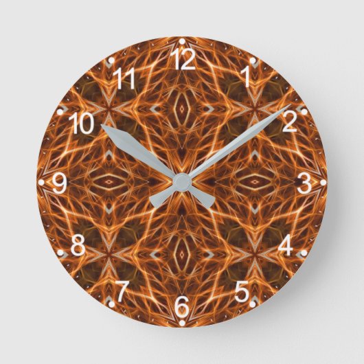 Brown Kaleidoscope Mandala Pattern Runde Wanduhr (Vorderseite)