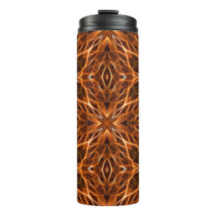 Brown Kaleidoscope Mandala Pattern Thermosbecher