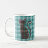 Brown Kariert Cat on Green Gingham Kaffeetasse (Links)