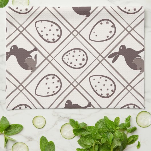 Brown Kariert Oaster Geschirrtuch (Gefaltet)