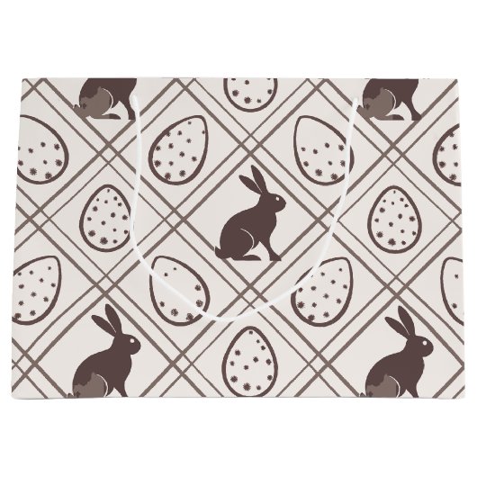 Brown Kariert Oaster Große Geschenktüte (Vorderseite)