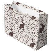 Brown Kariert Oaster Große Geschenktüte (Rückseite Schrägansicht)