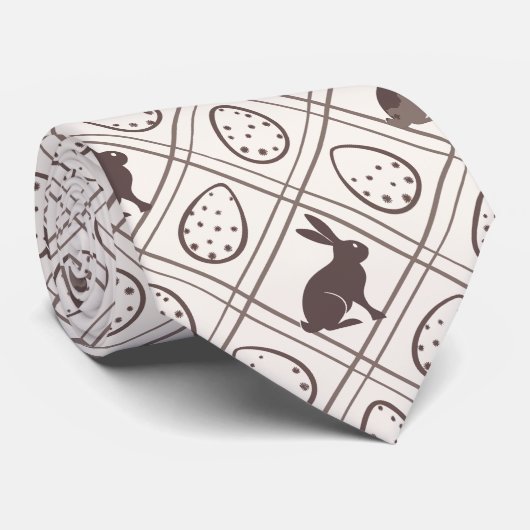 Brown Kariert Oaster Krawatte (Gerollt)