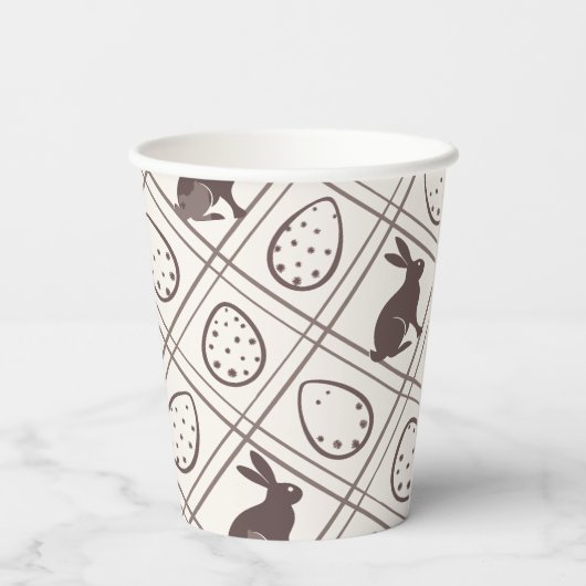 Brown Kariert Oaster Pappbecher (Rückseite)