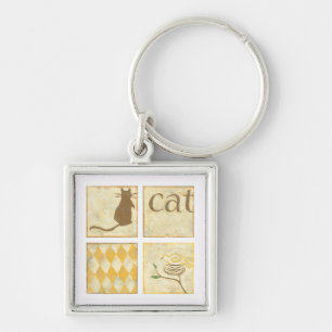 Brown-Katze und gelber Vogel durch Chariklia Schlüsselanhänger
