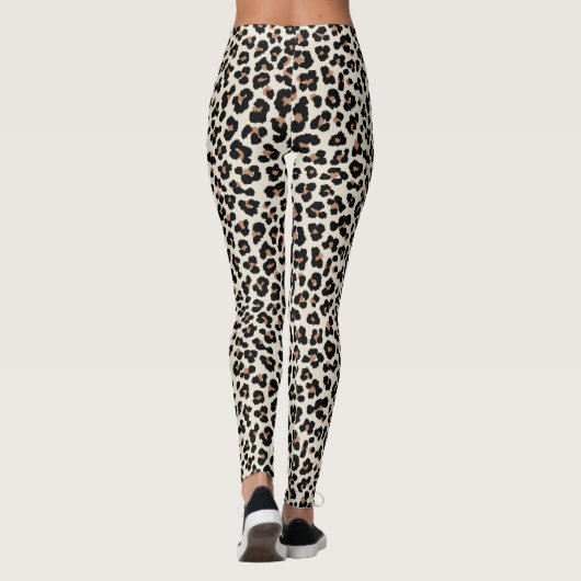 Brown Khaki Leopard Print Leggings & Yoga Pants (Rückseite)