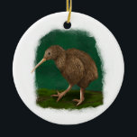 Brown Kiwi Ornament<br><div class="desc">Ein brauner Kiwi geht mit tiefgrünem Hintergrund entlang</div>