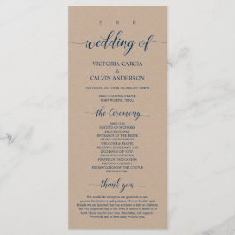 Brown Kraft, Classy Navy Blue, Hochzeitsfeier Programm