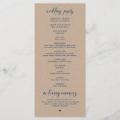 Brown Kraft, Classy Navy Blue, Hochzeitsfeier Programm (Rückseite)