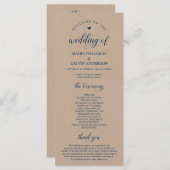 Brown Kraft, Classy Navy Blue, Hochzeitsfeier Programm (Vorne/Hinten)