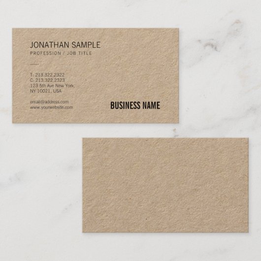 Brown Kraft Paper Beruflich Moderner Schlichter Lu Visitenkarte (Vorne/Hinten)