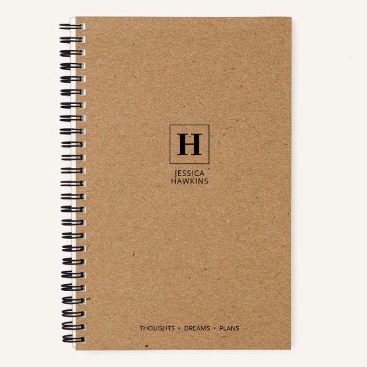 Brown Kraft Paper Classic Monogram Notizblock (Vorderseite)
