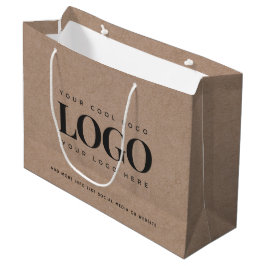 Brown Kraft Paper Look Round Logo Business Custom Große Geschenktüte