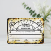 Brown Kraft Paper Medieval Typografy Wedding RSVP (Stehend Vorderseite)