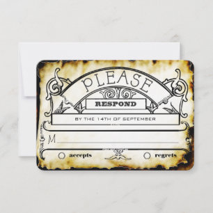 Brown Kraft Paper Medieval Typografy Wedding RSVP Karte