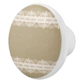 Brown Kraft Paper & Rustic White Lace Keramikknauf (Rechts)