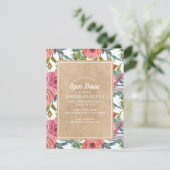 Brown Kraft Pink Boho Floral Abschluss Open House Einladung (Stehend Vorderseite)