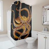 Brown-Kraken-blaues Augen-schwarze Kunst Duschvorhang (Beispiel)