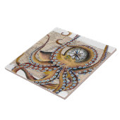 Brown-Kraken-Vintager Karten-Kompass Fliese (Seite)