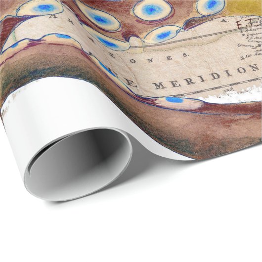 Brown-Kraken-Vintager Karten-Kompass Geschenkpapier (Rolleneckpunkt)